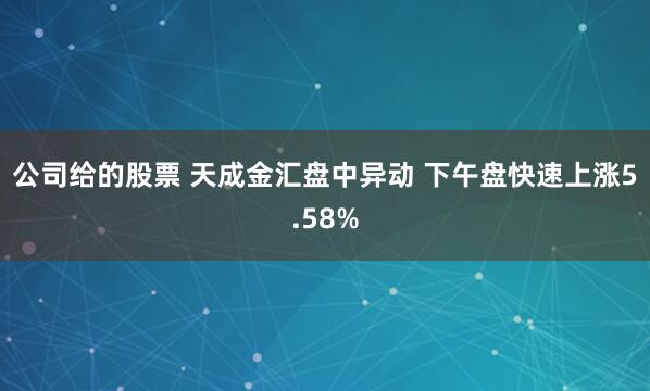 公司给的股票 天成金汇盘中异动 下午盘快速上涨5.58%