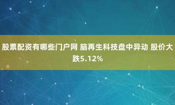 股票配资有哪些门户网 脑再生科技盘中异动 股价大跌5.12%