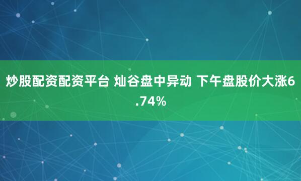 炒股配资配资平台 灿谷盘中异动 下午盘股价大涨6.74%